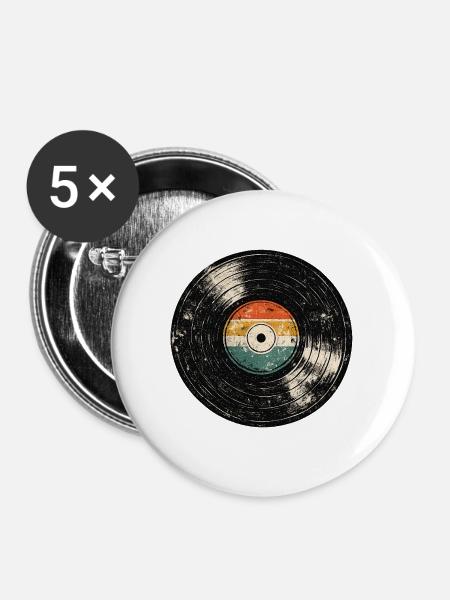 Retro Vinyl  - Buttons groß 56 mm (5er Pack) - Weiß