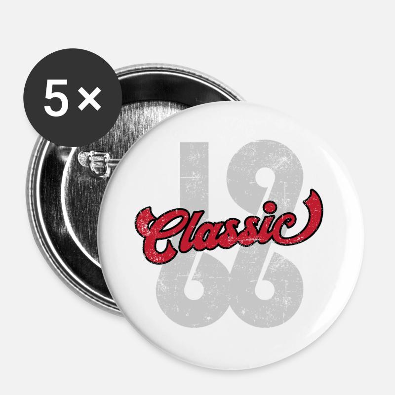 Vintage 1966 - Buttons groß 56 mm (5er Pack) - Weiß