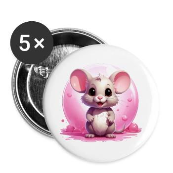 Cute Mouse - Buttons large 2.2''/56 mm (5-pack) - white - Front