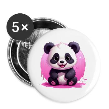 Niedlicher Panda - Buttons groß 56 mm (5er Pack) - Weiß - Vorne