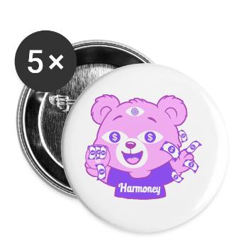 Harmoney Teddy - Lot de 5 grands badges (56 mm) - blanc - Devant
