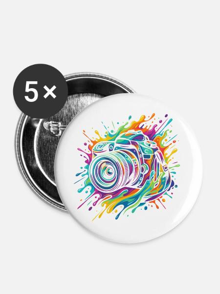 Kamera Fotografie Fotograf Spiegelreflex - Buttons groß 56 mm (5er Pack) - Weiß