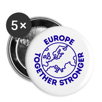 Europa Gemeinsam stärker - Buttons groß 56 mm (5er Pack) - Weiß - Vorne
