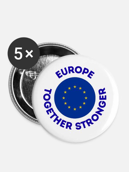 Europa Zusammen Stark Emblem - Buttons groß 56 mm (5er Pack) - Weiß