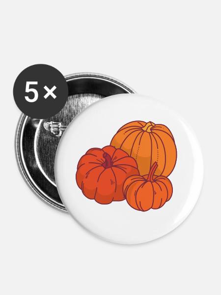 Cartoon Style Pumpkins - Buttons large 2.2''/56 mm (5-pack) - white
