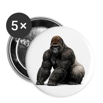 Gorilla Wildlife Animal - Buttons large 2.2''/56 mm (5-pack) - white - Front
