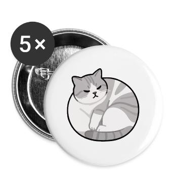 Cat Relax - Buttons large 2.2''/56 mm (5-pack) - white - Front