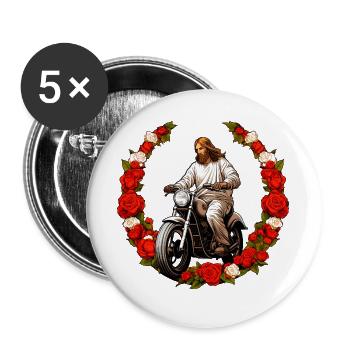 Jesus Motorcycle - Buttons large 2.2''/56 mm (5-pack) - white - Front