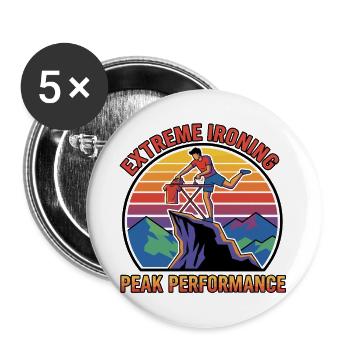Extreme Ironing Peak Performance Retro Sticker - Buttons large 2.2''/56 mm (5-pack) - white - Front