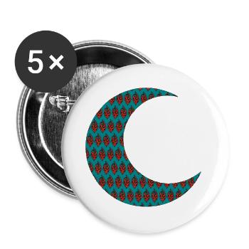 Croissant de lune avec motif oriental - Lot de 5 grands badges (56 mm) - blanc - Devant