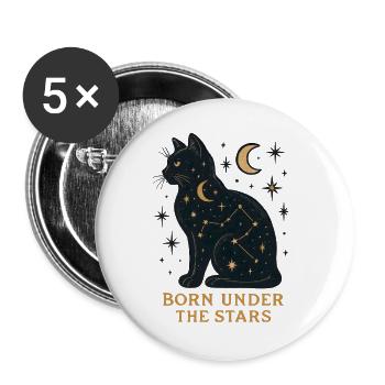 Sternenkatze Unter Sternen - Buttons groß 56 mm (5er Pack) - Weiß - Vorne