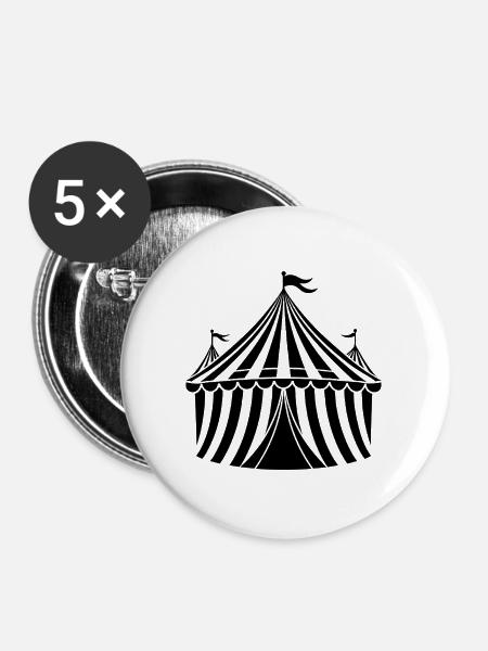 Zirkuszelt - Buttons groß 56 mm (5er Pack) - Weiß