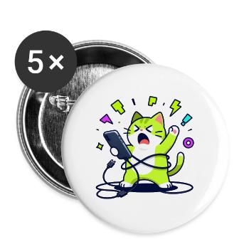 Overwhelmed funny geek chat with phone - Buttons large 2.2''/56 mm (5-pack) - white - Front