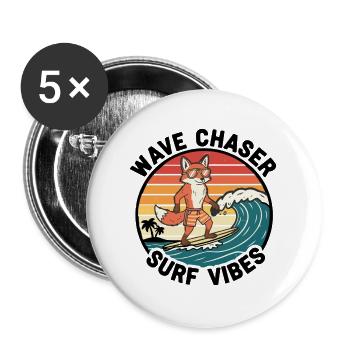 Fox Surfer Wave Chaser Surf Vibes - Buttons large 2.2''/56 mm (5-pack) - white - Front