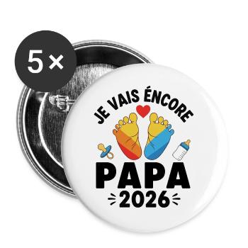 cadeau Encore Papa cette Année - Lot de 5 grands badges (56 mm) - blanc - Devant