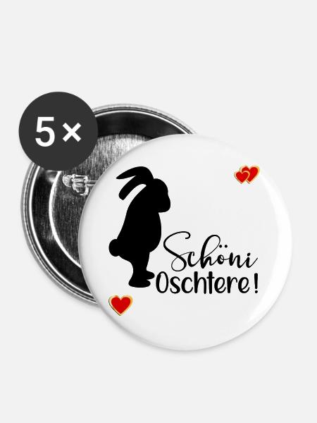 Schöne Ostern Schweiz - Buttons groß 56 mm (5er Pack) - Weiß