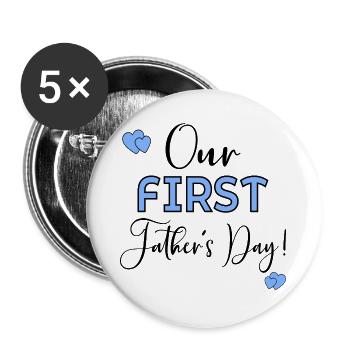Premier bébé de la fête des pères - Lot de 5 grands badges (56 mm) - blanc - Devant