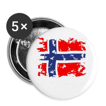 Norway flag vintage - Buttons large 2.2''/56 mm (5-pack) - white - Front