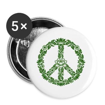 Peace Sign Floral Boho Style - Buttons large 2.2''/56 mm (5-pack) - white - Front