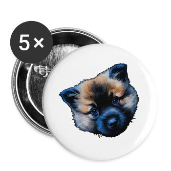 Chiot eurasier, bébé animal - Lot de 5 grands badges (56 mm) - blanc - Devant