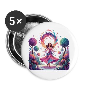 Danse colorée de la princesse dans la danseuse enchantée de la forêt - Lot de 5 grands badges (56 mm) - blanc - Devant