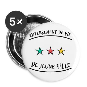 EVJF. JUST MARRIED. EVJF. SAINT VALENTIN. COUPLE.  - Lot de 5 grands badges (56 mm) - blanc - Devant