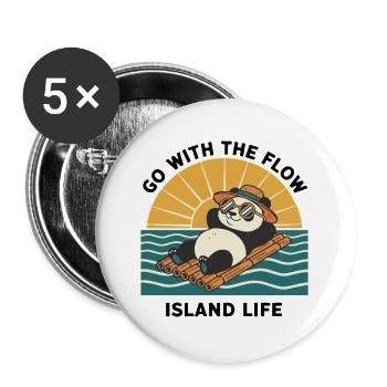 Panda Go With The Flow Island Life Zen - Buttons groß 56 mm (5er Pack) - Weiß - Vorne