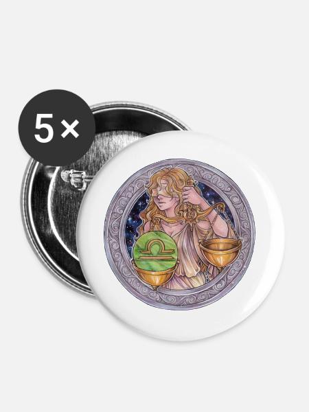 Zodiac Sign Sternzeichen Waage Libra Geschenk - Buttons groß 56 mm (5er Pack) - Weiß