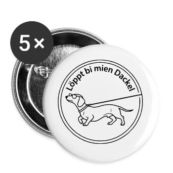 löppt bi mien dackel - Buttons groß 56 mm (5er Pack) - Weiß - Vorne