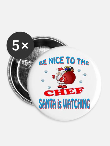 SANTA CHEF - Buttons groß 56 mm (5er Pack) - Weiß