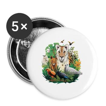 Magie animale de la jungle : Tigre dans la forêt tropicale - Lot de 5 grands badges (56 mm) - blanc - Devant