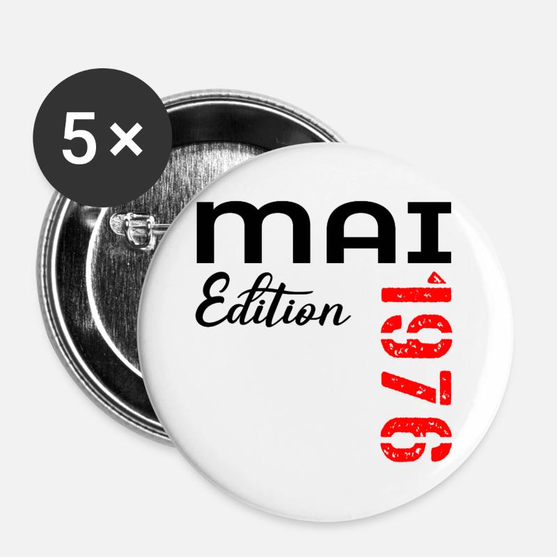 51. Geburtstag Mai 1976 - Buttons groß 56 mm (5er Pack) - Weiß