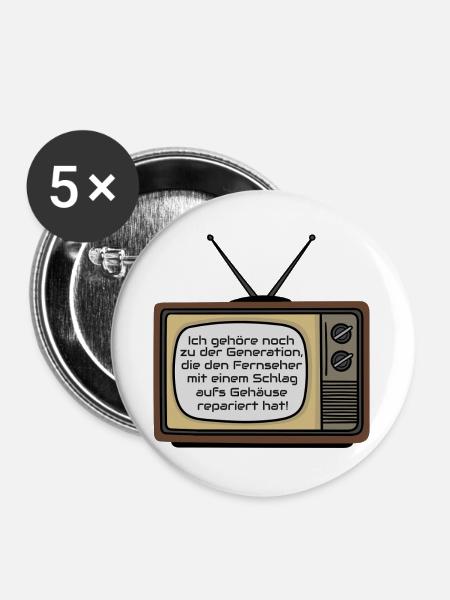 Retrofernseher: Schlag aufs Gehäuse - Buttons groß 56 mm (5er Pack) - Weiß