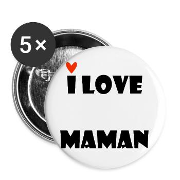 ICH LIEBE MAMA. MAMA. MUTTERTAG. ALLES GUTE ZUM GEBURTSTAG - Buttons groß 56 mm (5er Pack) - Weiß - Vorne