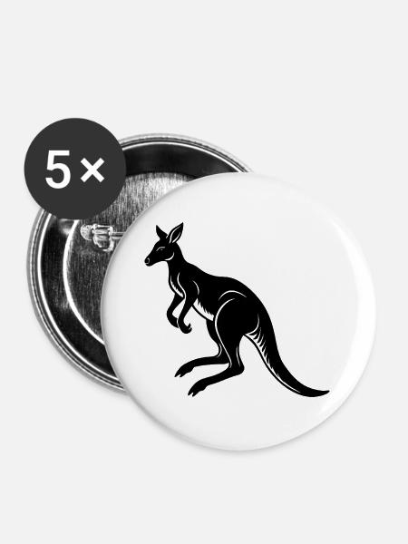 Känguru-Springen - Buttons groß 56 mm (5er Pack) - Weiß