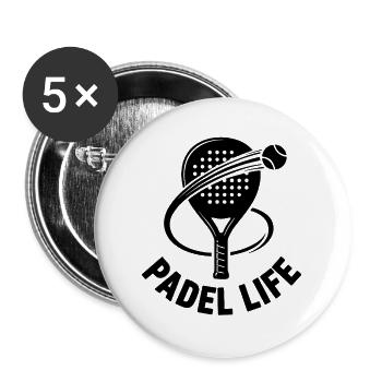 Padel Life Tennis avec raquette - Lot de 5 grands badges (56 mm) - blanc - Devant