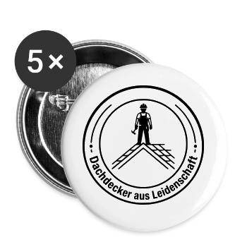 Dachdecker Leidenschaft Badge - Buttons groß 56 mm (5er Pack) - Weiß - Vorne