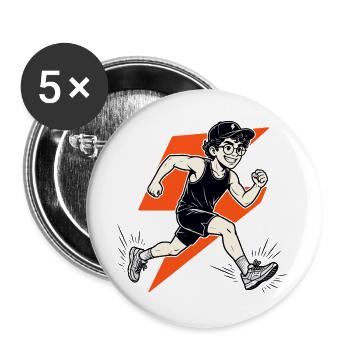 Cool running shirt Blitz Runner motif for athletes - Buttons large 2.2''/56 mm (5-pack) - white - Front