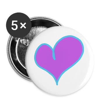 Herz Valentin Liebe Freundin Freund - Buttons groß 56 mm (5er Pack) - Weiß - Vorne