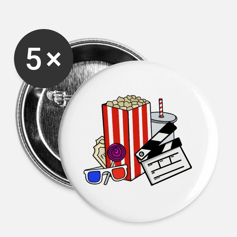 Retro Cinema Snacks Collage - Buttons large 2.2''/56 mm (5-pack) - white