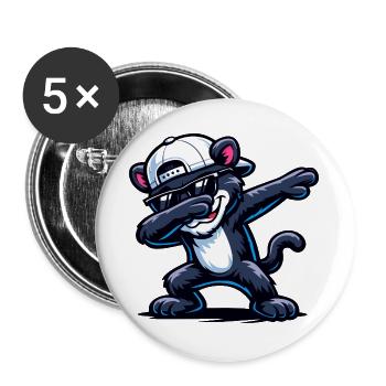 Dabbing Panther - Buttons large 2.2''/56 mm (5-pack) - white - Front