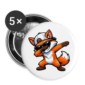 Dabbing Fox - Buttons large 2.2''/56 mm (5-pack) - white - Front