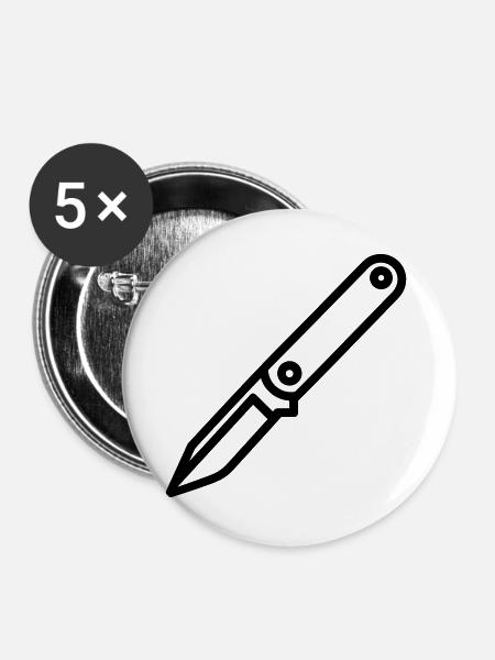 Messer - Buttons groß 56 mm (5er Pack) - Weiß