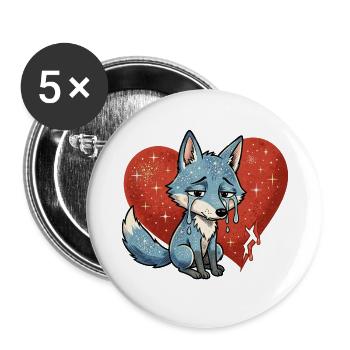 Fox animal sad symbol heart broken - Buttons large 2.2''/56 mm (5-pack) - white - Front