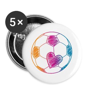 Fußball Ball Aquarell - Buttons groß 56 mm (5er Pack) - Weiß - Vorne