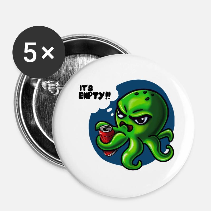 Grumpy Kraken - Buttons groß 56 mm (5er Pack) - Weiß