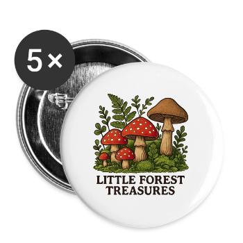 Champignons au trésor de la petite forêt - Lot de 5 grands badges (56 mm) - blanc - Devant