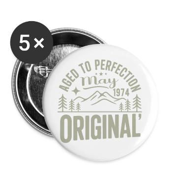 Mai 1974 – Legende der Gipfel und Berge - Buttons groß 56 mm (5er Pack) - Weiß - Vorne