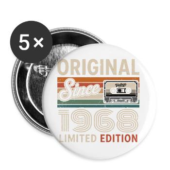 Vintage 1975 Legend Retro Birthday 1968 - Buttons large 2.2''/56 mm (5-pack) - white - Front