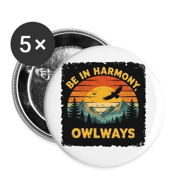 Owl Harmony at Sunset - Buttons large 2.2''/56 mm (5-pack) - white - Front